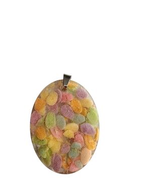 (2)Colorful Pastel Candy Resin Oval Pendant